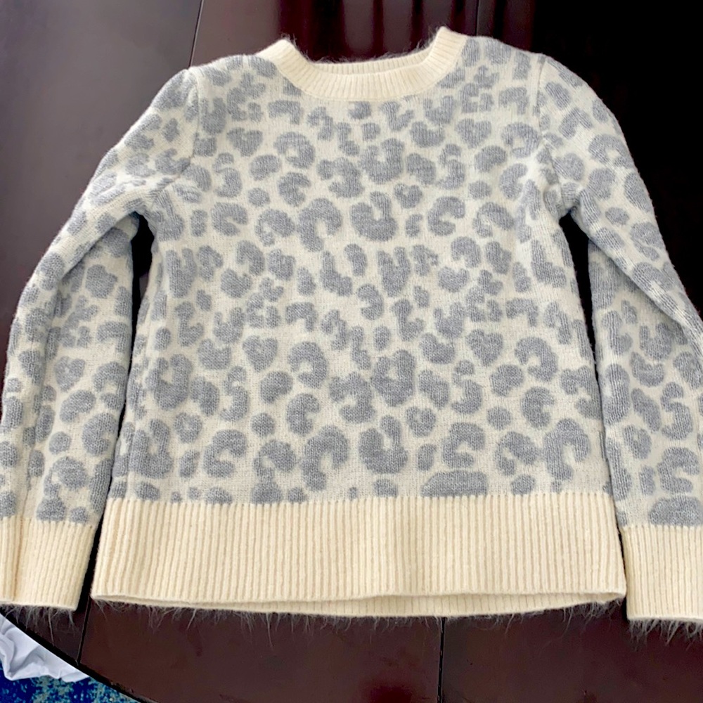 Tween Fuzzy Animal Print Sweater